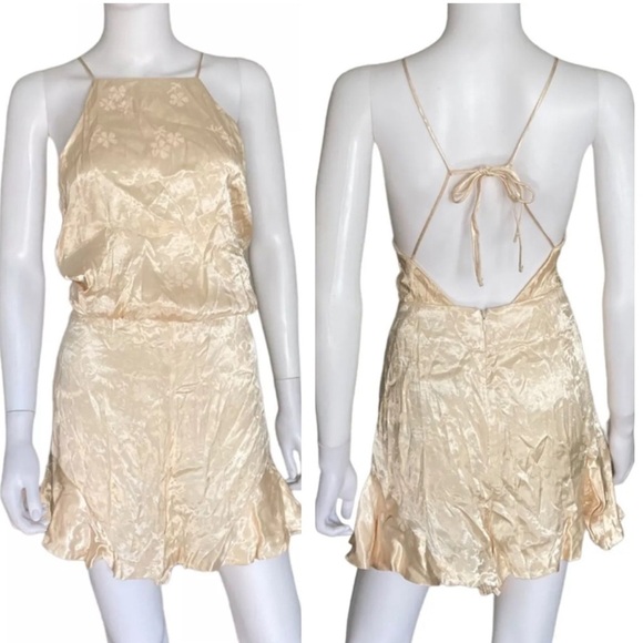 Topshop Satin Gold/Beige Mini Romper, New with Tags - Picture 1 of 7